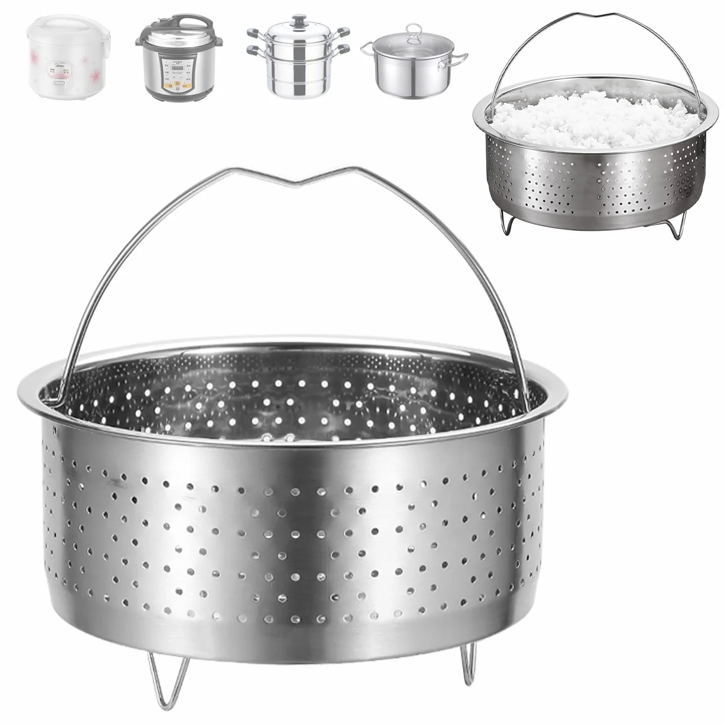 Vaporera Inserto de Vapor Acero INOX 304 Cesta para Ollas Verduras Pescado