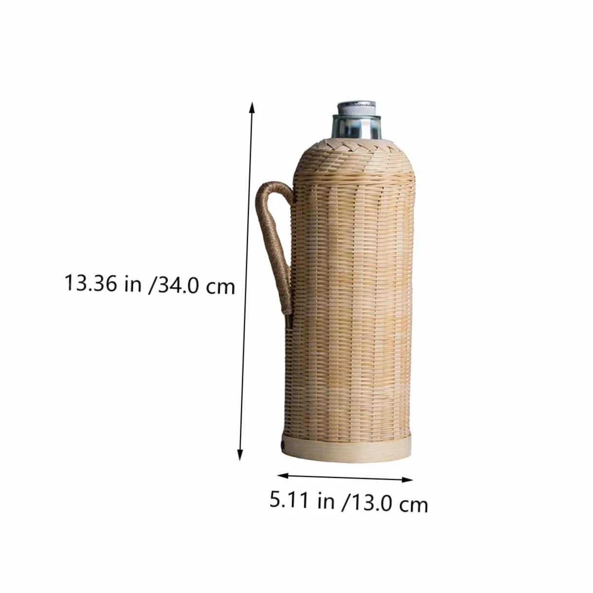 Ciieeo Botella Térmica de Bambú Tejida a Mano, 2l, Vidrio | Estilo Retro, Acabado Fino y Práctico, Uso en Casa u Oficina, Ideal para Aficionados al Té