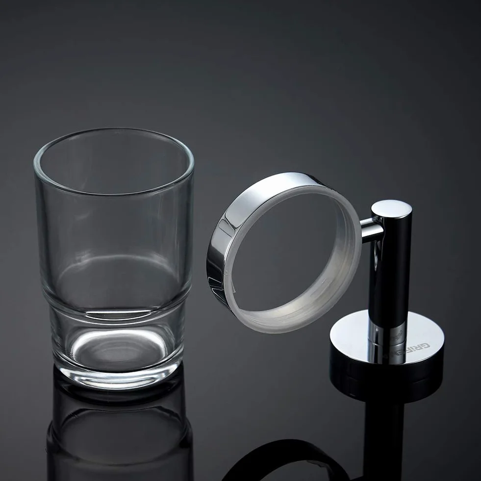 GRIFEMA Ibiza Portavaso y Vaso de pared Latón Cromo