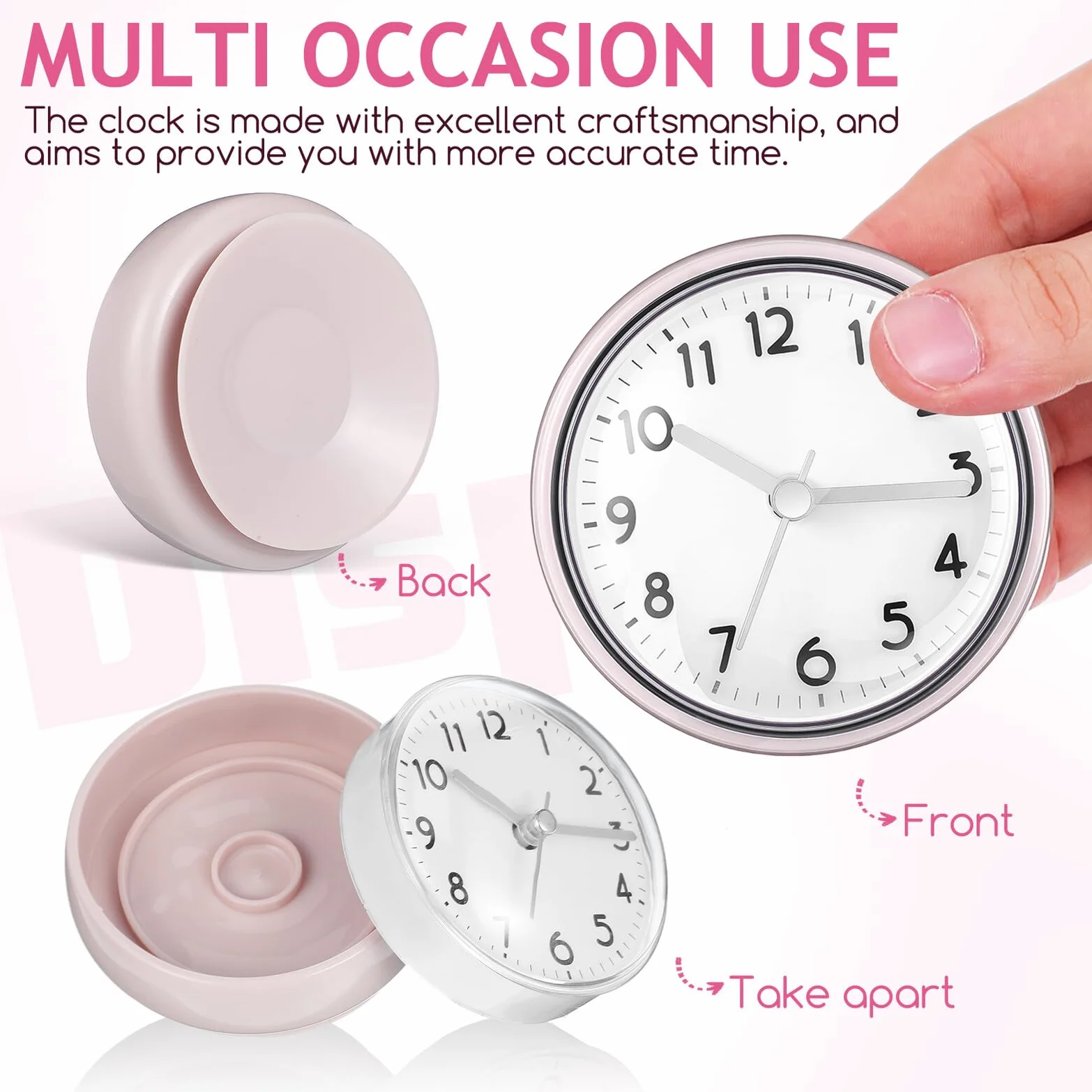 Zerodeko Reloj Mini de Pared Ventosa Resistente al Agua para Baño