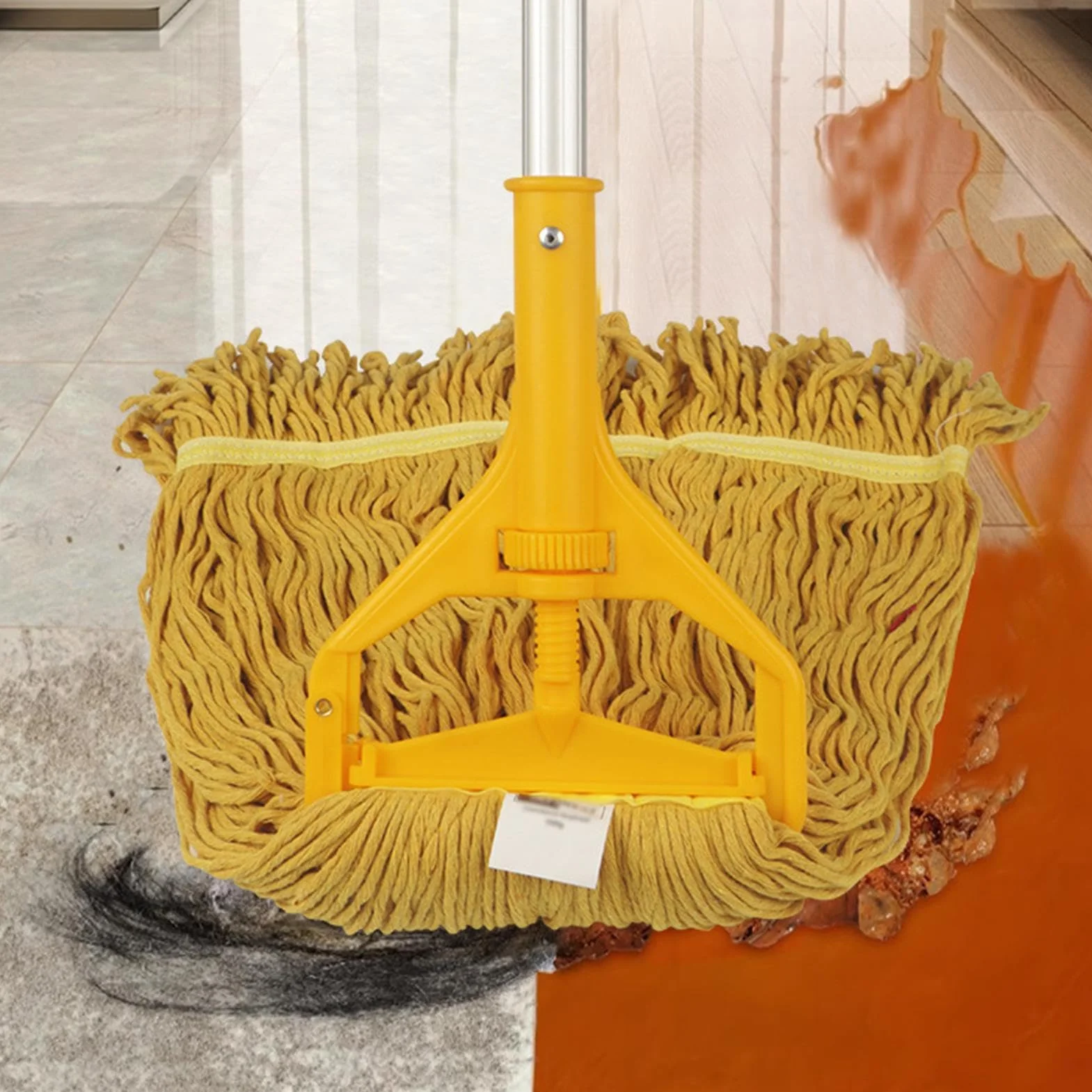 Fregona de Algodón Limpiador Mango Aleación Aluminio Desmontable Cuatro | Mopas Para Limpieza De Suelos para polvo madera parquet hogar baño cocina salón dormitorio y
