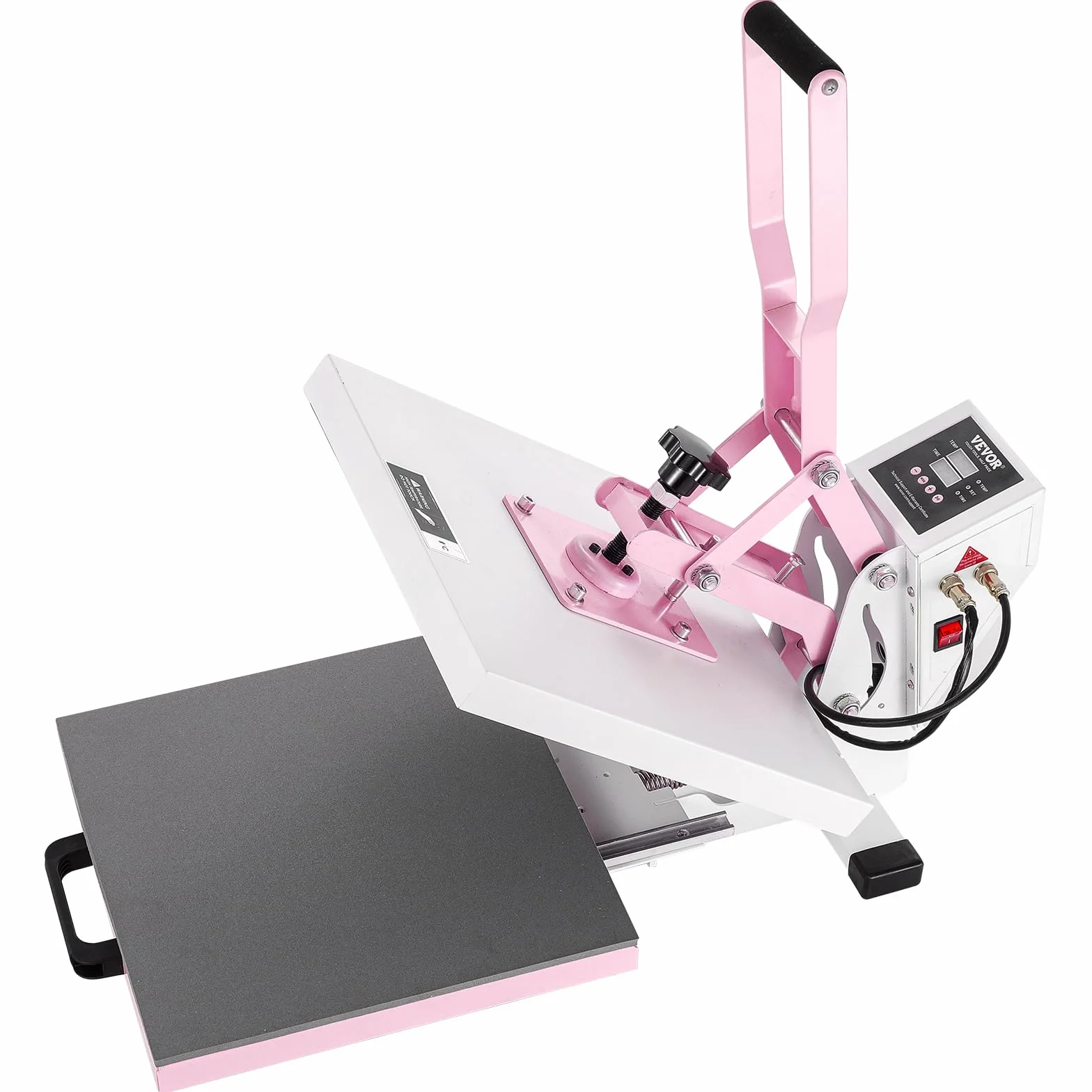 VEVOR Prensa Térmica Deslizable Máquina de Prensa Térmica Digital de 380 x 380 mm con Algodón Aislante de 2 Capas Máquina de Transferencia de Calor para Camisetas, Tazas, Almohadas y Bolsas, Rosa