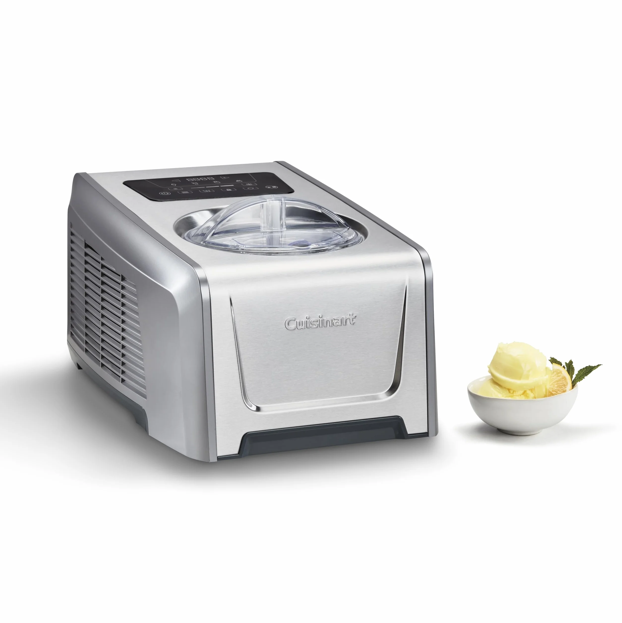 Cuisinart FreezeEase Pro – Heladera con compresor, 4 ajustes, 14 funciones, lista en 40 min, 1,5L, 2 palas, sin precongelación, mezcla, frío 90 min