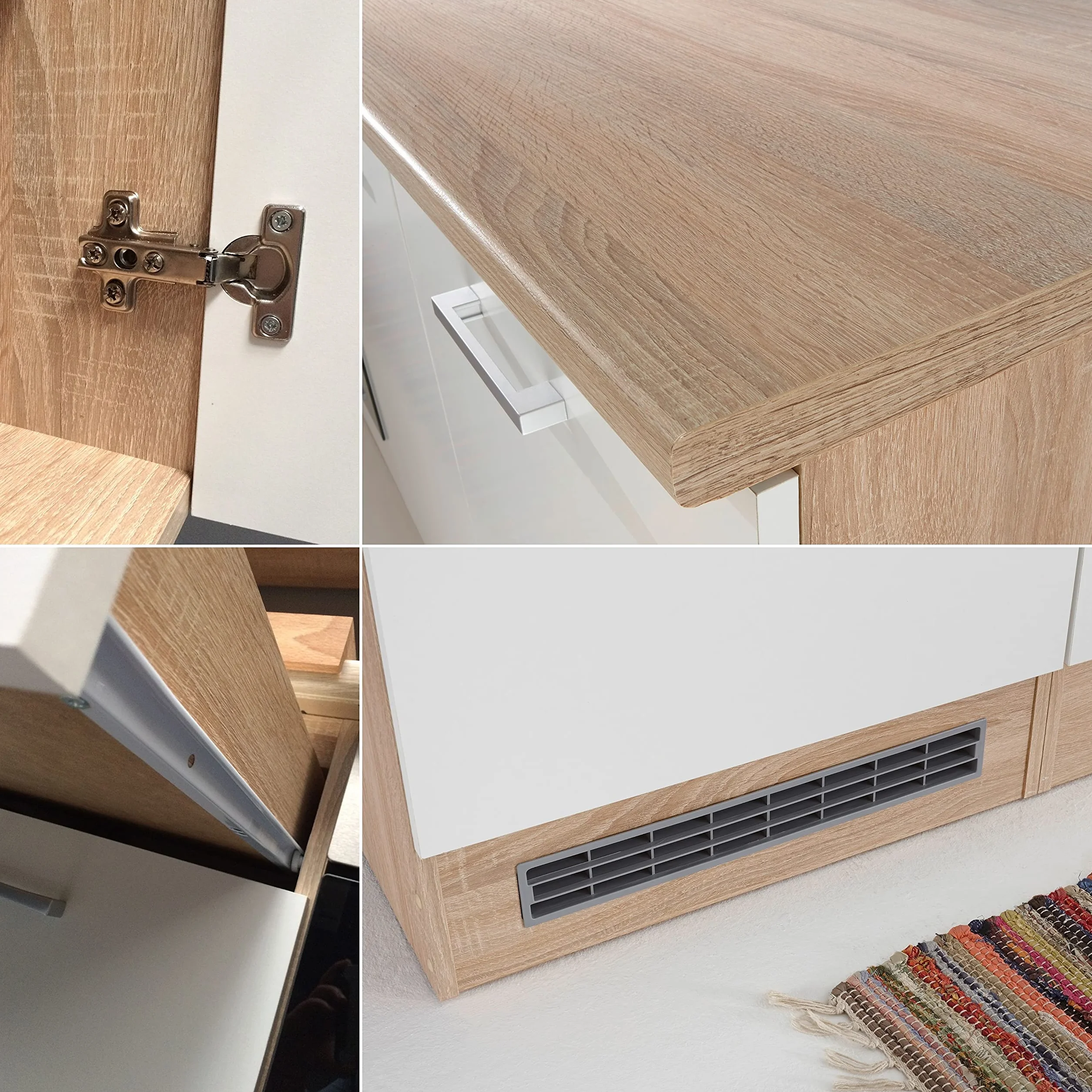 Stella Trading contemporáneo mueble bajo fregadero de cocina con acabado en roble Sonoma y blanco mate, Amplio mueble con mucho espacio de almacenamiento, 100 x 90 x 60 cm (ancho/alto/profundo)