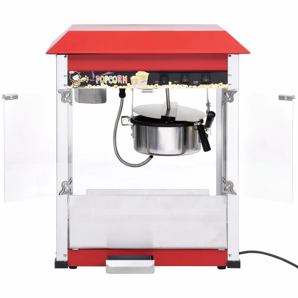 Palomitas de maíz con olla de teflón de 1400 W, 2,7 L de capacidad, caldera de acero inoxidable con agitador, interior iluminado para cine en casa, fiestas y cumpleaños infantiles