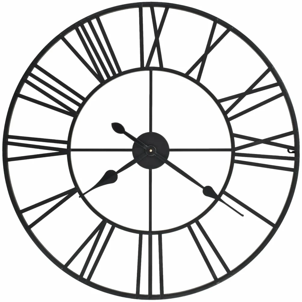 Reloj de pared vintage, marco de metal, 80 cm, XXL, movimiento de cuarzo silencioso analógico con números romanos para salón, oficina, dormitorio, cocina, comedor, pasillo, baño, decoración
