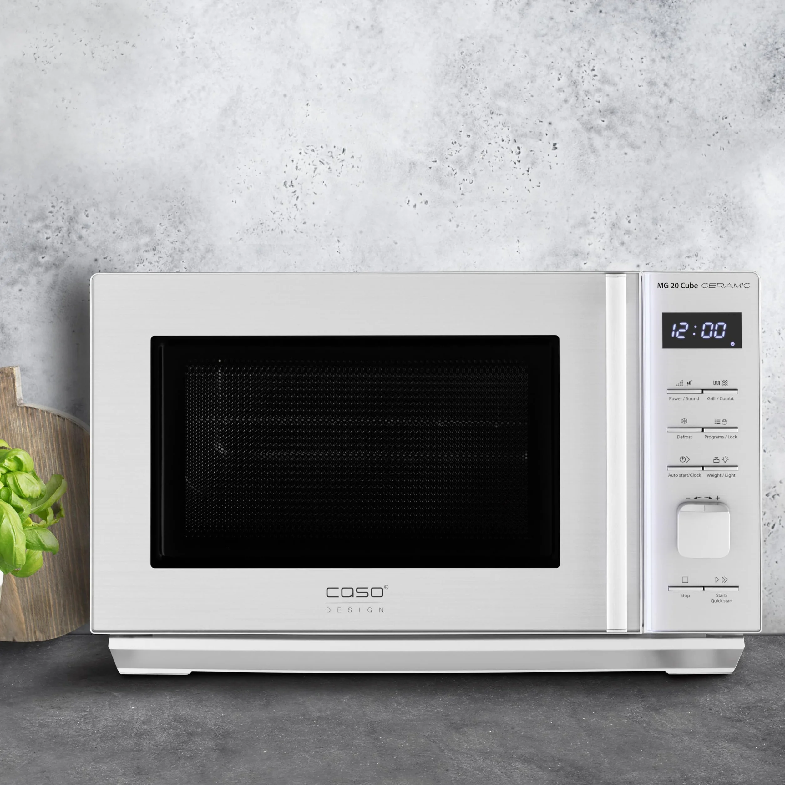 CASO MG 20 Cube Ceramic Microondas 2 en 1 1000W 20L 13 programas automáticos sin plato giratorio plateado