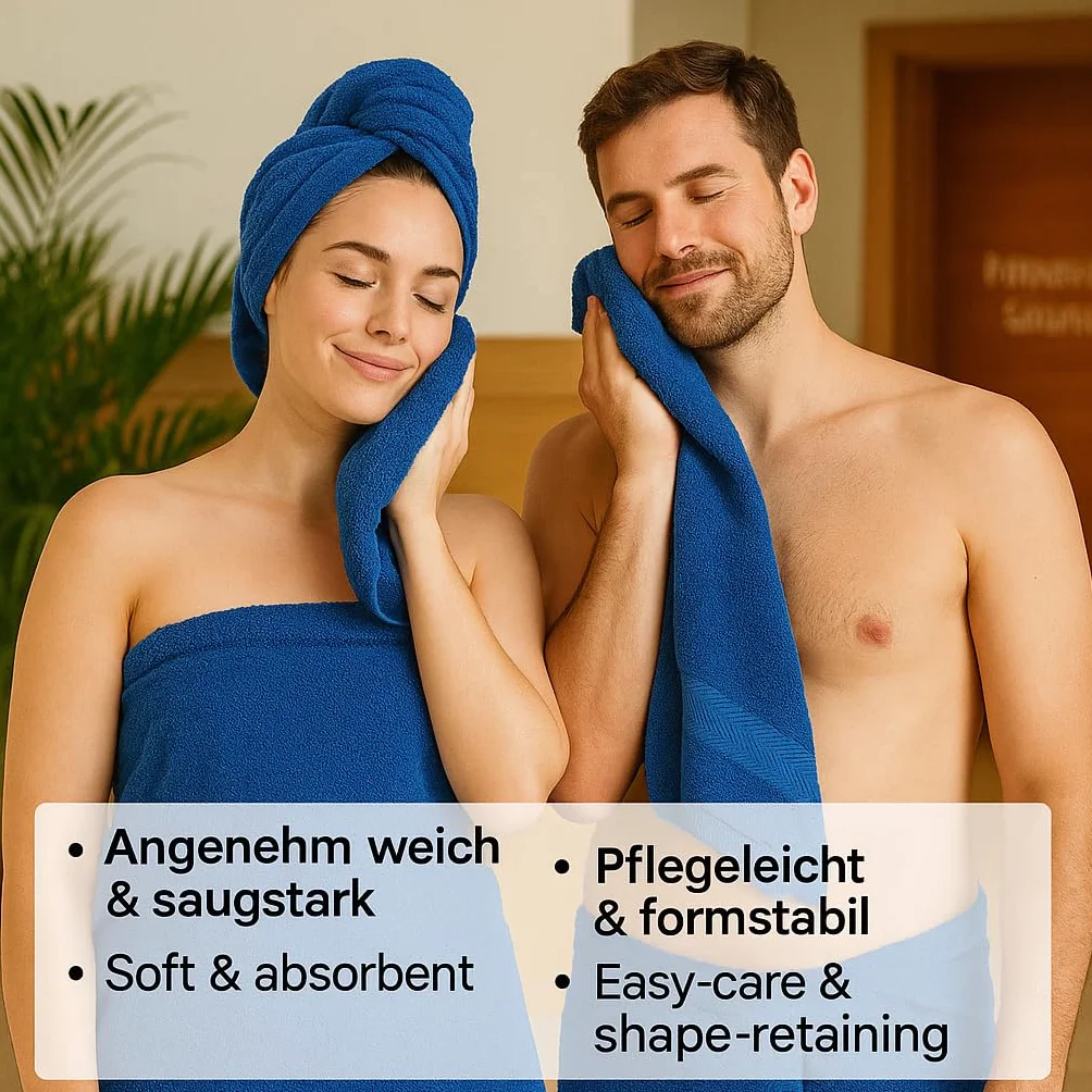 Betz Premium Juego de 2 Piezas de Toallas de Sauna 100% algodón XXL Toalla de baño 70x200 cm - Azul