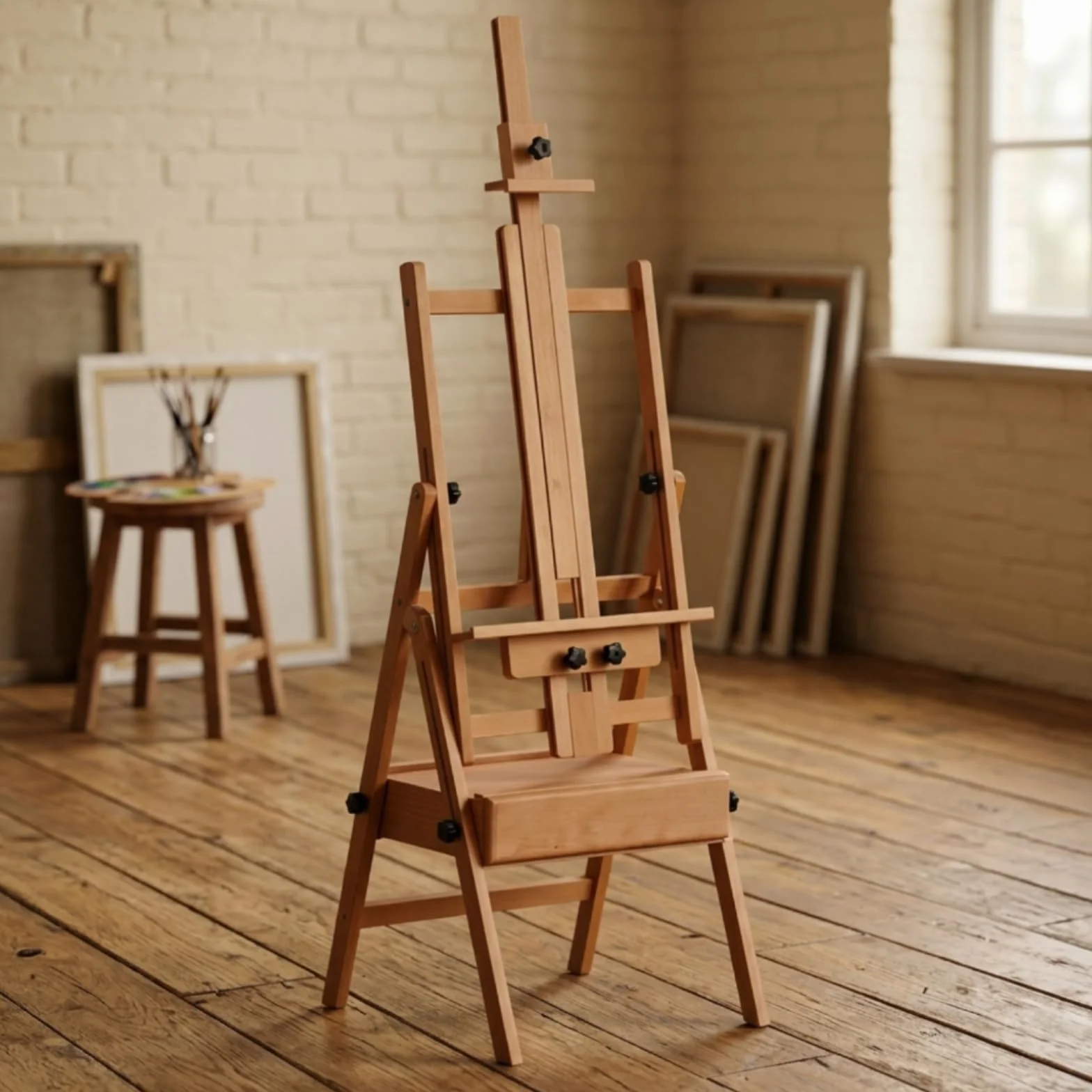 TISHITA Caballete de Dibujo Infantil Caballete Plegable Atril de Pintura Soporte Regulable Caballete con Cajón Integrado Estructura de Adecuado para Artística, Marrón Claro, Caballete Con Cajón