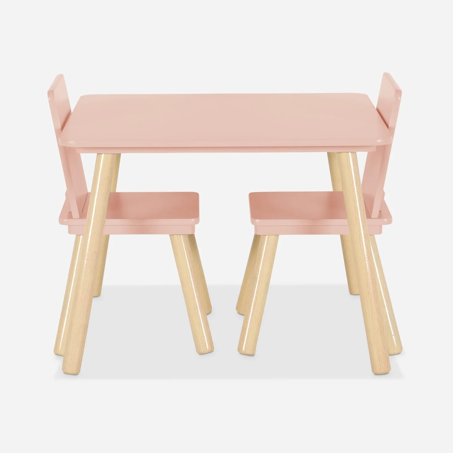 sweeek - Mesa Infantil Cuadrada con 2 sillas, Jude, Rosa, 60x60x43 cm