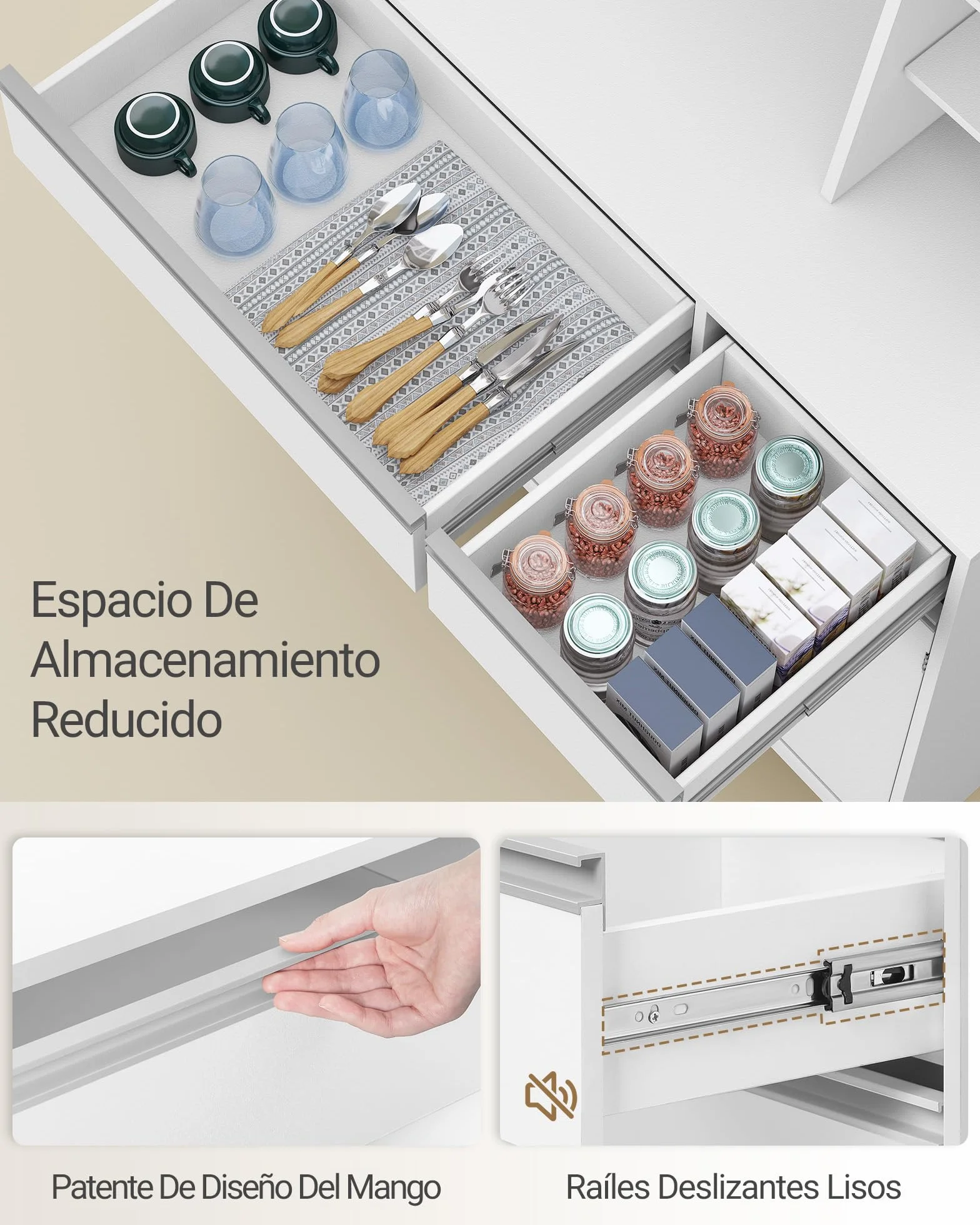 Alacena de Cocina con Luces LED 40x100x180cm Blanco