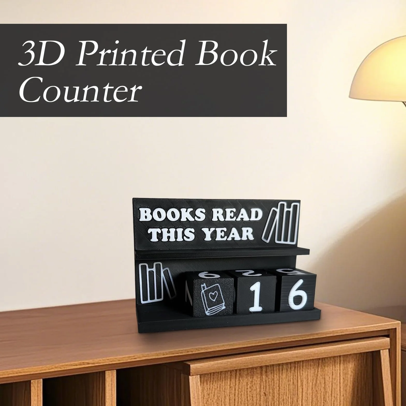 Rastreador de progreso de lectura, contador de libros 3D, 14,5 x 4 x 10 cm, rastreador de desafíos de lectura 3D, contador para libros leídos, diseño de teclado numérico decorativo, ideal para
