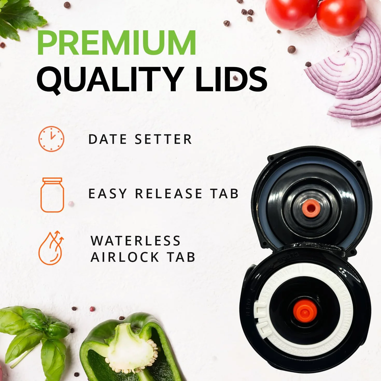 Home Fermentation Kit With 4 Wide Mouth Fermenting Lids With Airlocks, Oxygen Extraction Pump, Ideal For Sauerkraut, Kimchi, Pickles & Fermented Vegetable