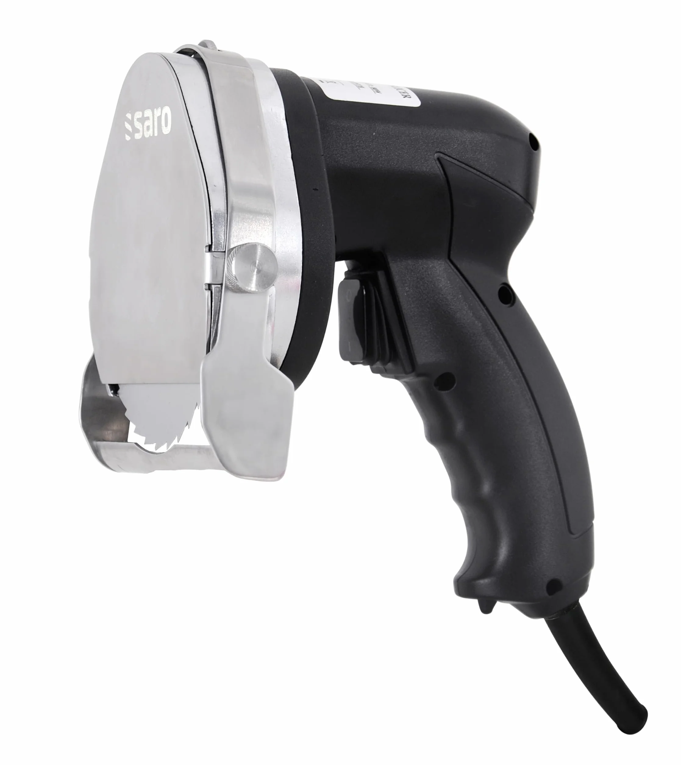 SARO ED 100 Cuchillo eléctrico para kebab, 100 mm Ø, con 2 cuchillas (lisa y dentada), grosor de corte de 0-8 mm, cable de 2,85 m