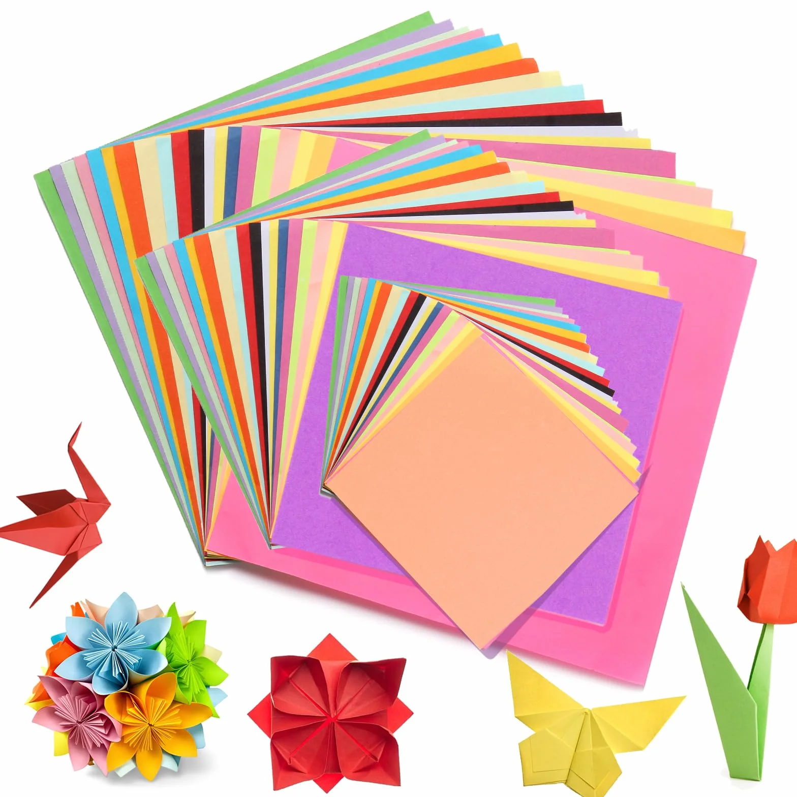 Papel Origami 300 hojas 20 Colores 20x20 cm Doble Cara para Manualidades