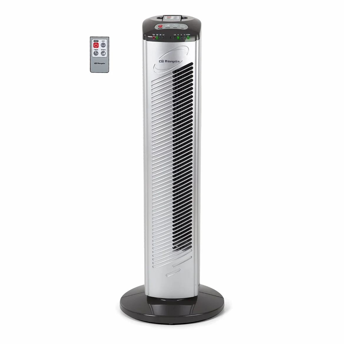 Orbegozo TWM 0975 - Ventilador de torre, 3 velocidades, mando a distancia, temporizador, oscilante, asa de transporte, 45 W, gris