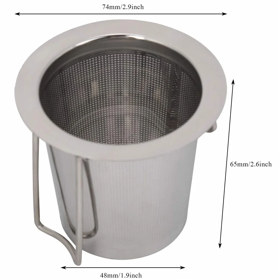 Infusor de té de malla fina de acero inoxidable Colador de té suelto Filtro plegable con tapa