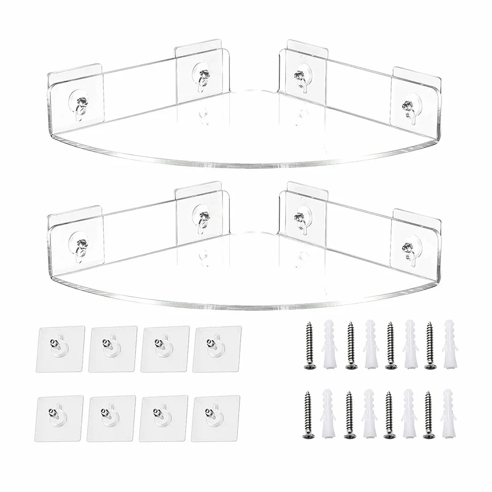 Estante de ducha esquinero transparente montado en la pared, organizador de baño