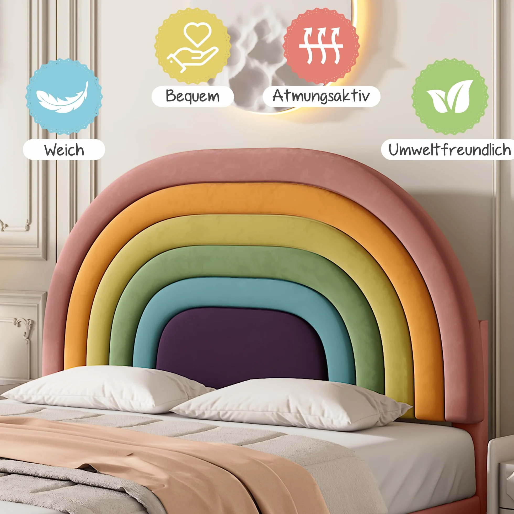 Merax Cama tapizada de 140 x 200 cm con somier y cabecero ajustable, cama doble para adultos y jóvenes, tela de terciopelo, color rosa (sin colchón)