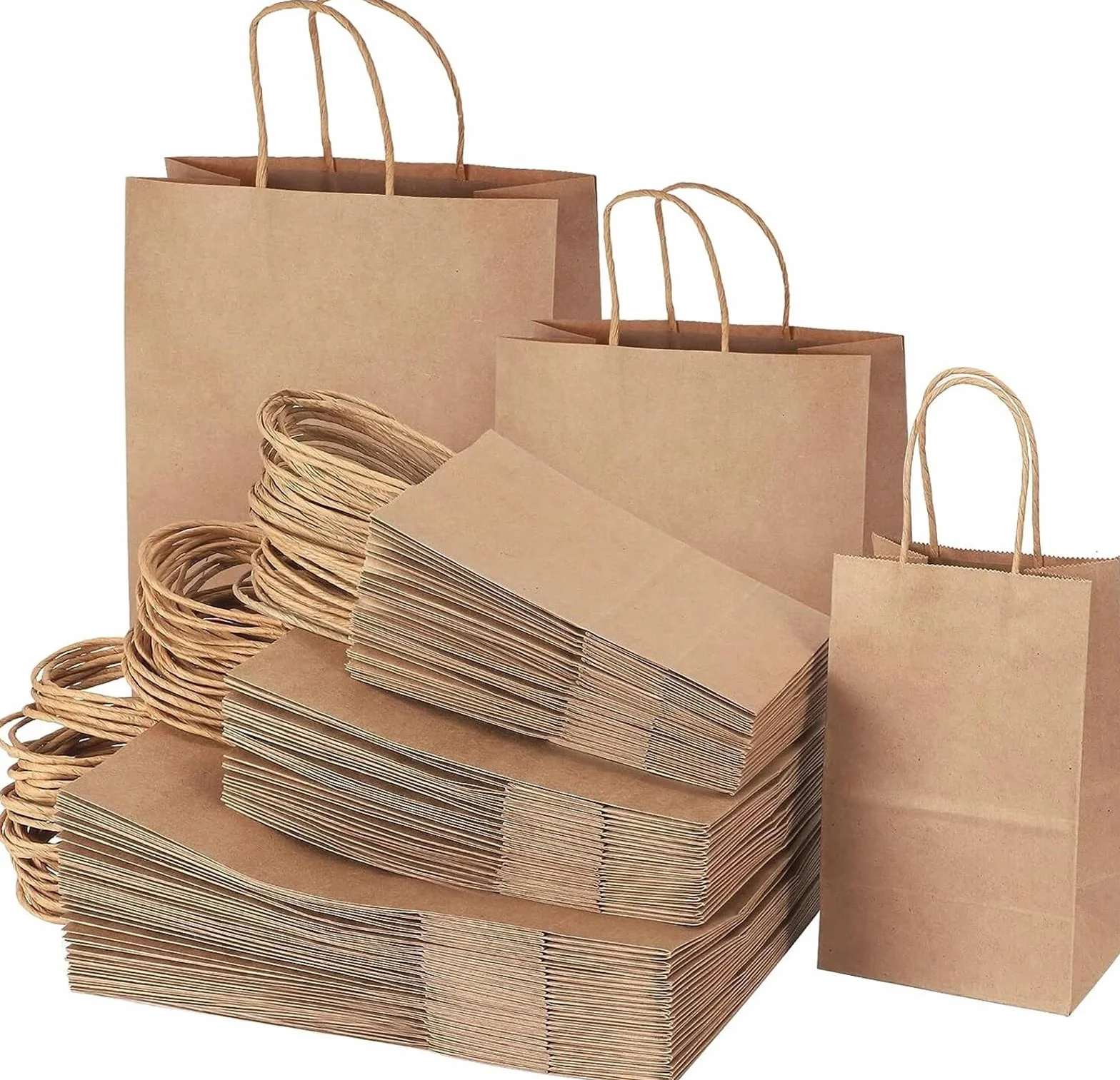 Bolsa Regalo 10-40 Bolsas De Regalo De Papel Marrón Con Asa | For negocios, bodas, fiestas de cumpleaños, bolsas de regalo, bolsas de compras(White,20PCS,21x11x27CM)