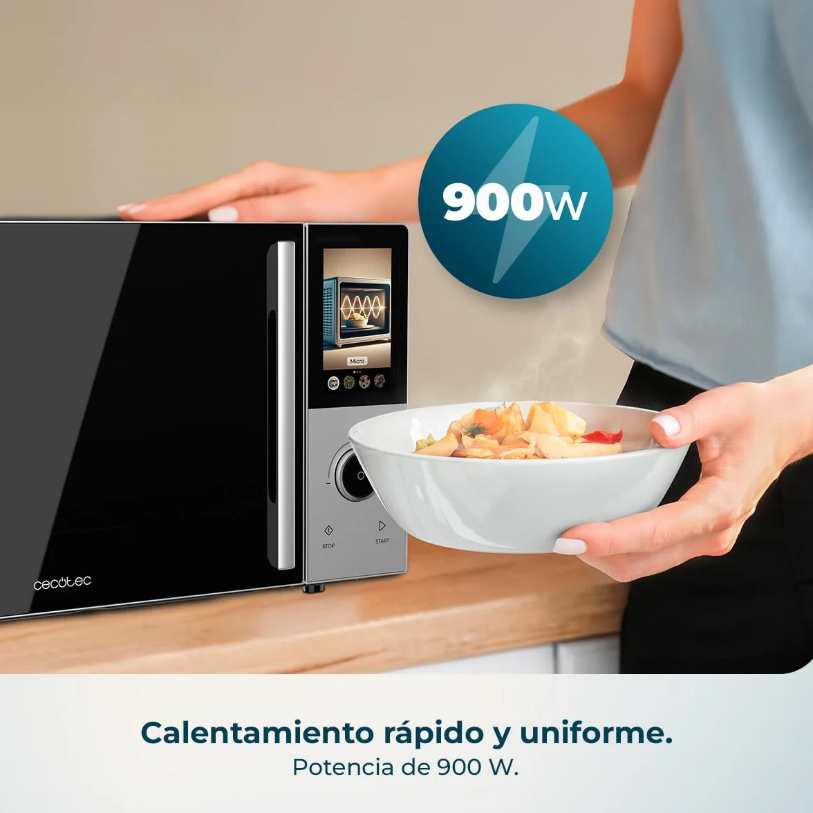 Cecotec Microondas Digital Táctil con Grill 25L Convection 2500 Touch 900W Grill 1200W Convección 2200W 8 Programas