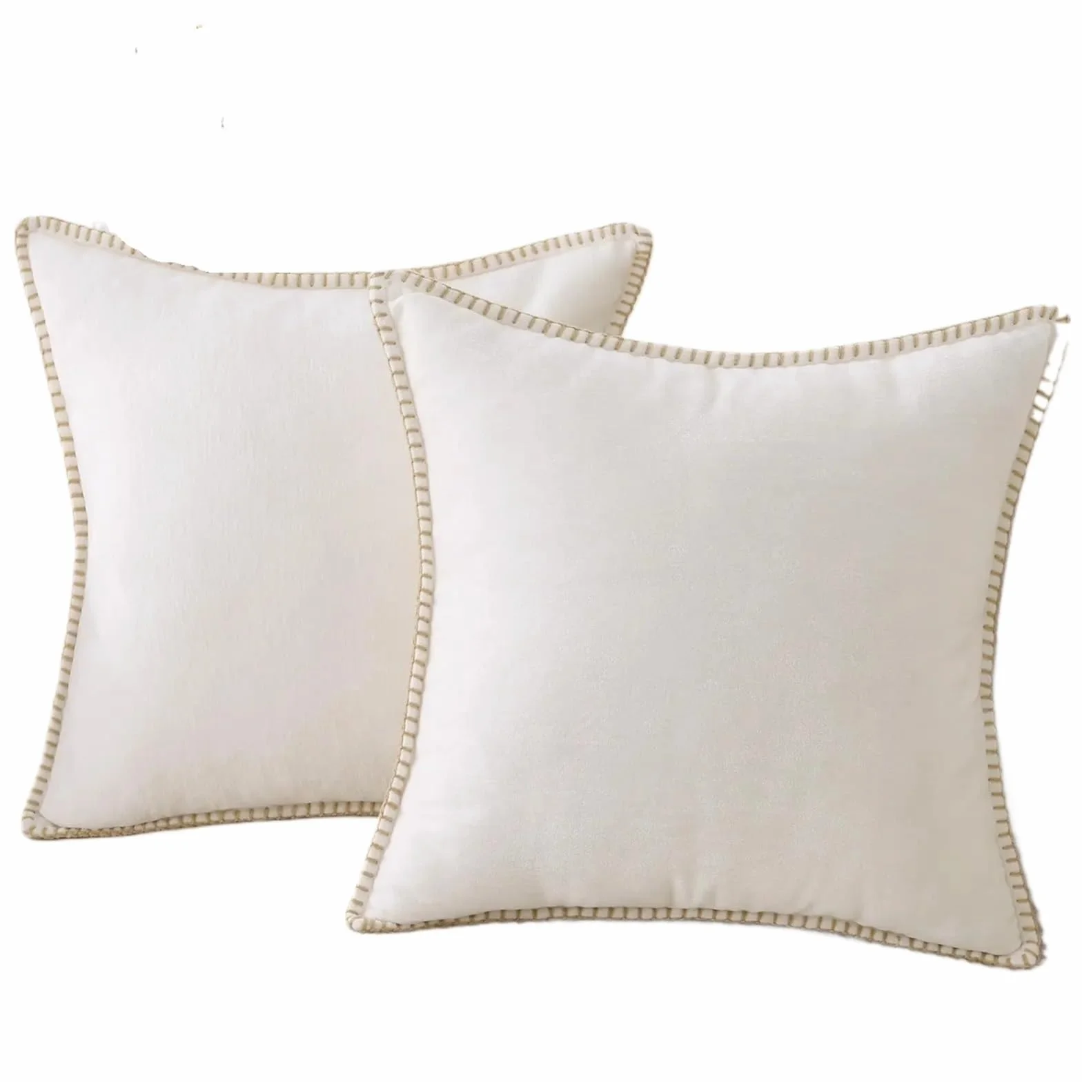 Fundas de Almohada de Pana, Funda de cojín Decorativa for sofá, hogar, Coche, Oficina, Hotel, 2 uds.(White,26X26inch(66x66cm))