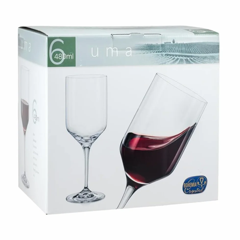 Set 6 copas vino modelo UMA 48 cl. cristal pie colores