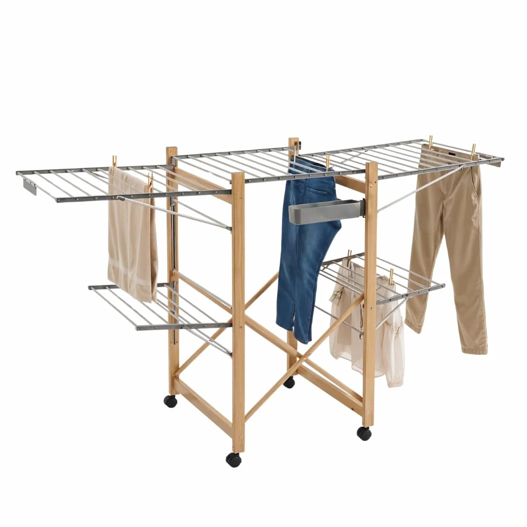 Stendibiancheria Plegable XXL, 4 Alas Laterales, Maxi Stendino Plegable y Ahorrador de Espacio, 25Kg de Ropa, Stendi para Interior y Exterior, 176 x 60 x 104 h cm, 4 Ruedas Giratorias