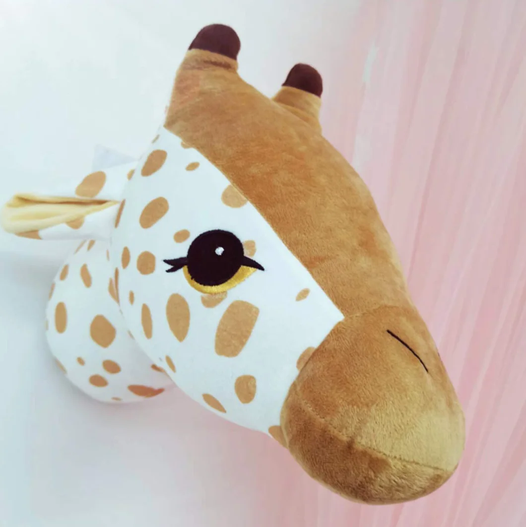 SHIKUN Colgante de pared de animal hecho a mano, decoración de cabeza de animal, arte de pared para guardería