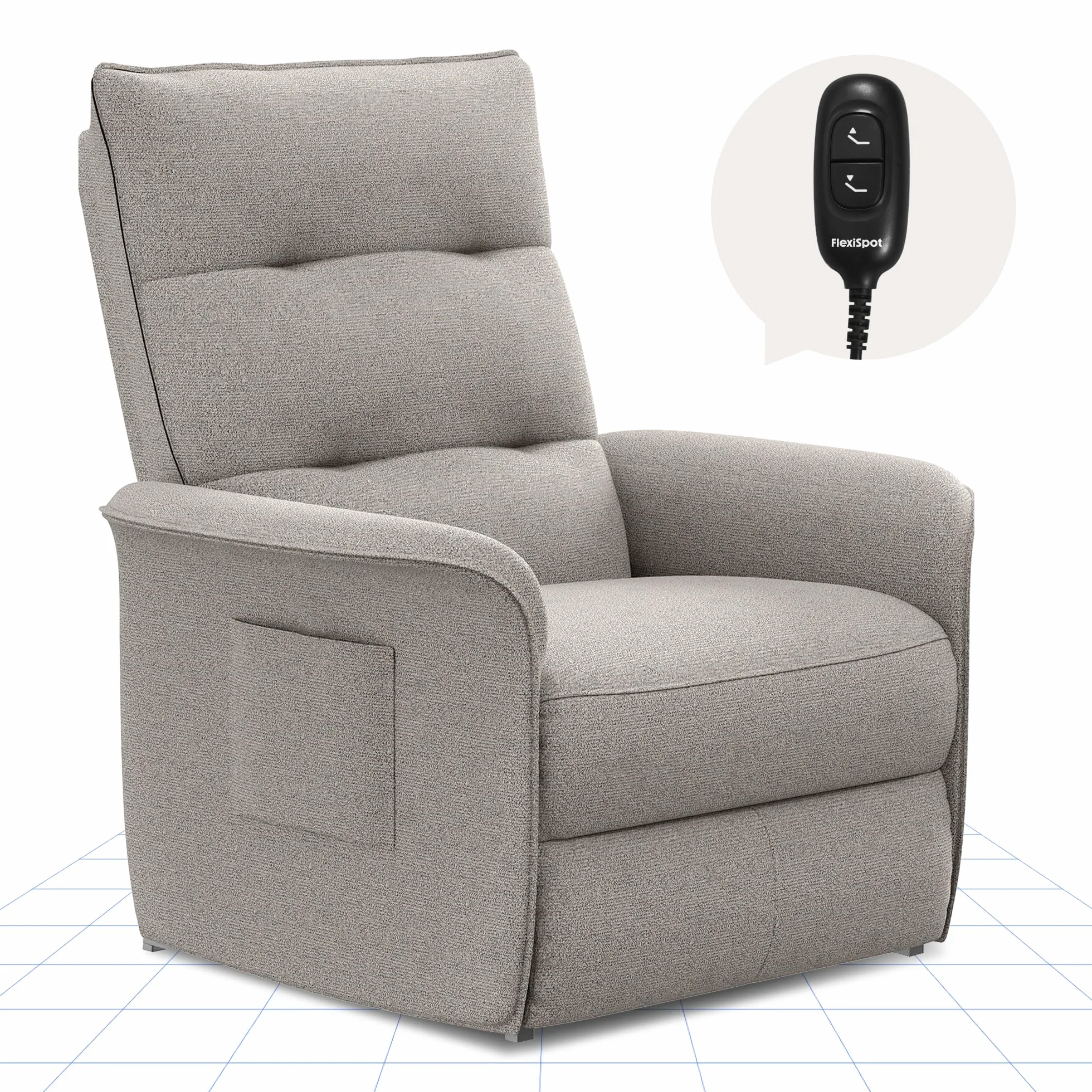 FLEXISPOT Sillón de Relax Eléctrico con Respaldo Ajustable, Reclinable de 105° a 155°, Sillon Reclinable, Sofá Relax Ergonómico Sillón para Dormitorio, Salón y Cine en casa (Gris)