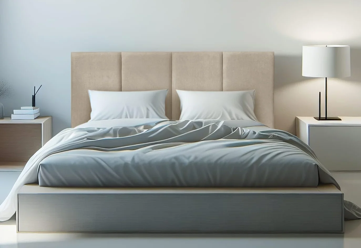 DecorQUALITY cabeceros Cama 180 Granada - Cabezal Tapizado Acolchado de Tela Antimanchas - Cabecero Premium Dormitorio (Beige 180x125 cm)