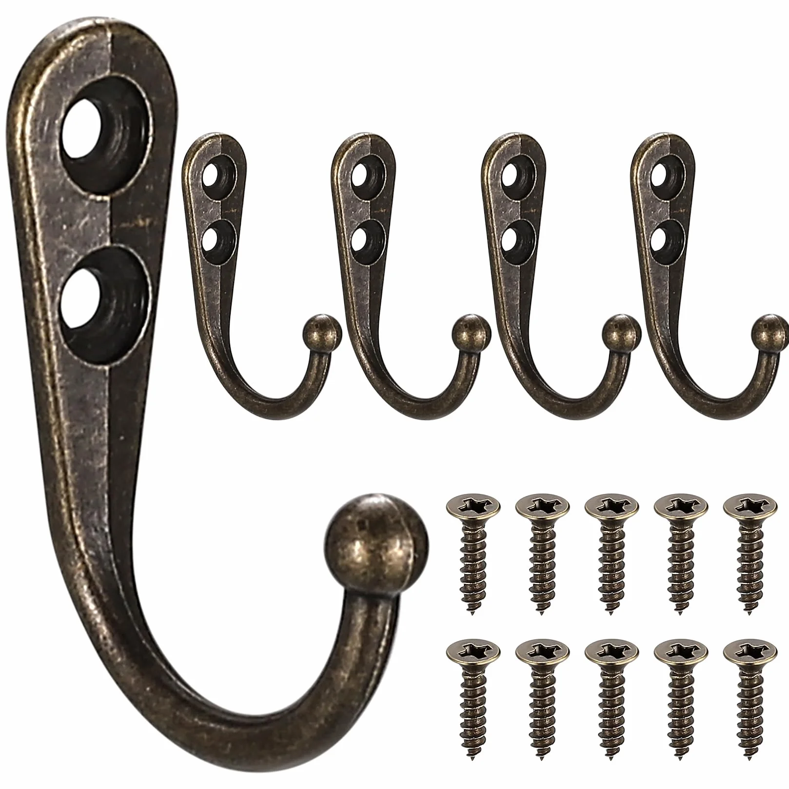 Ganchos Percheros de Pared Vintage Bronce 5 Piezas para Colgar Ropa Abrigos Llave Cocina Baños
