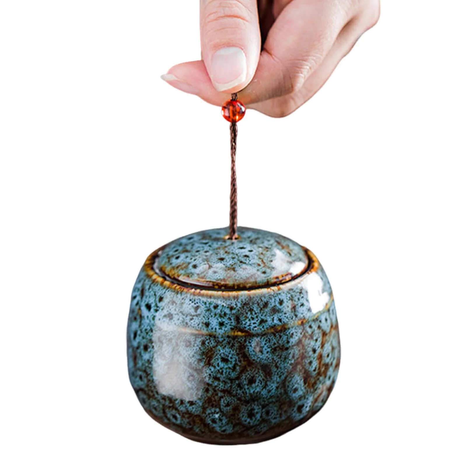 Tarro de Cerámica para Té 5 Piezas Tapa y Cierre Hermético | Latas Redondas para Hojas, Uso Doméstico y Sobremesa, Formato Mini, Multiuso para Guardar Otros Artículos Color Aleatorio