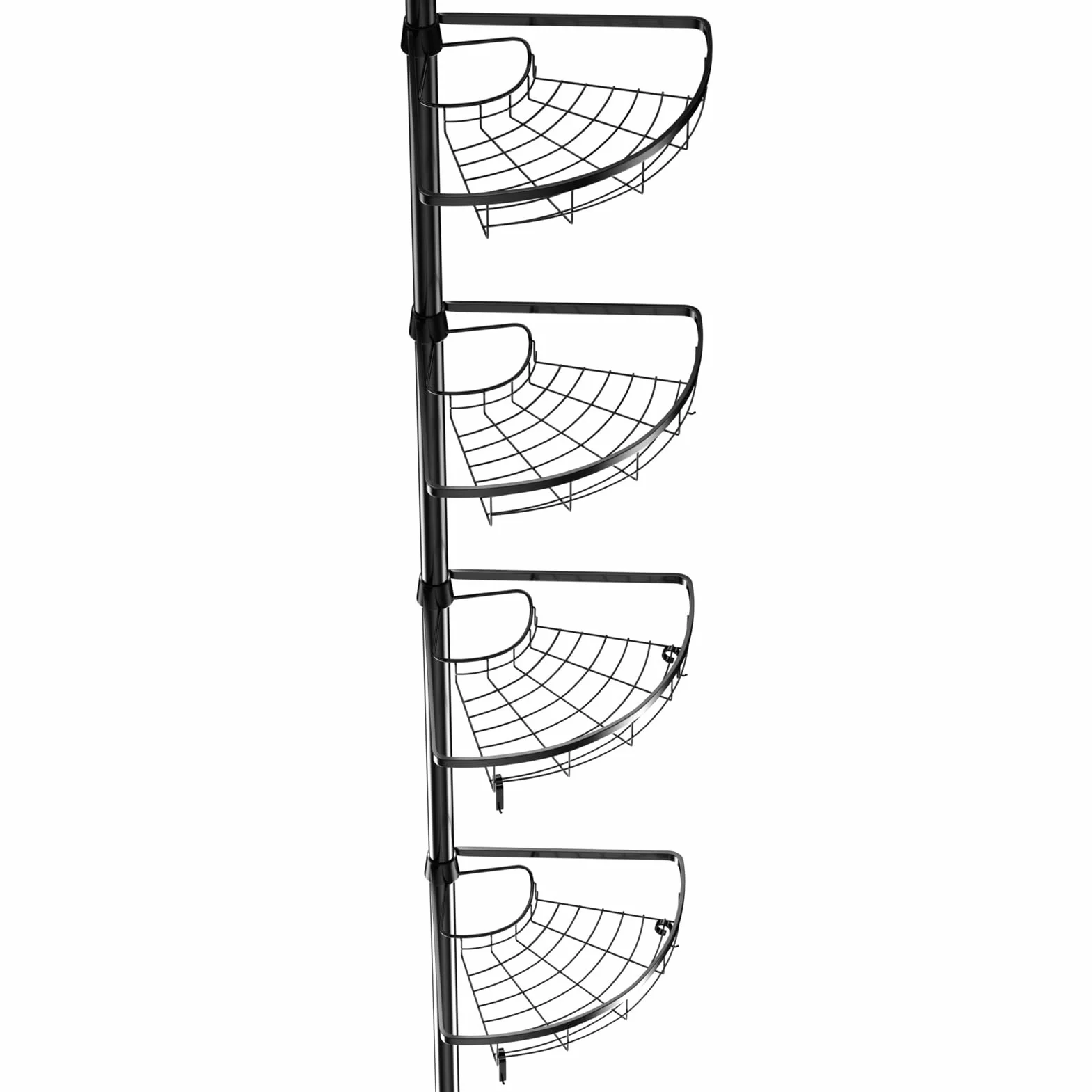 homewell Estante para ducha sin taladrar, altura ajustable, estante de ducha esquinero de acero inoxidable y placa de red, estantería de baño con 4 cestas y 4 ganchos móviles para toallas, organizador