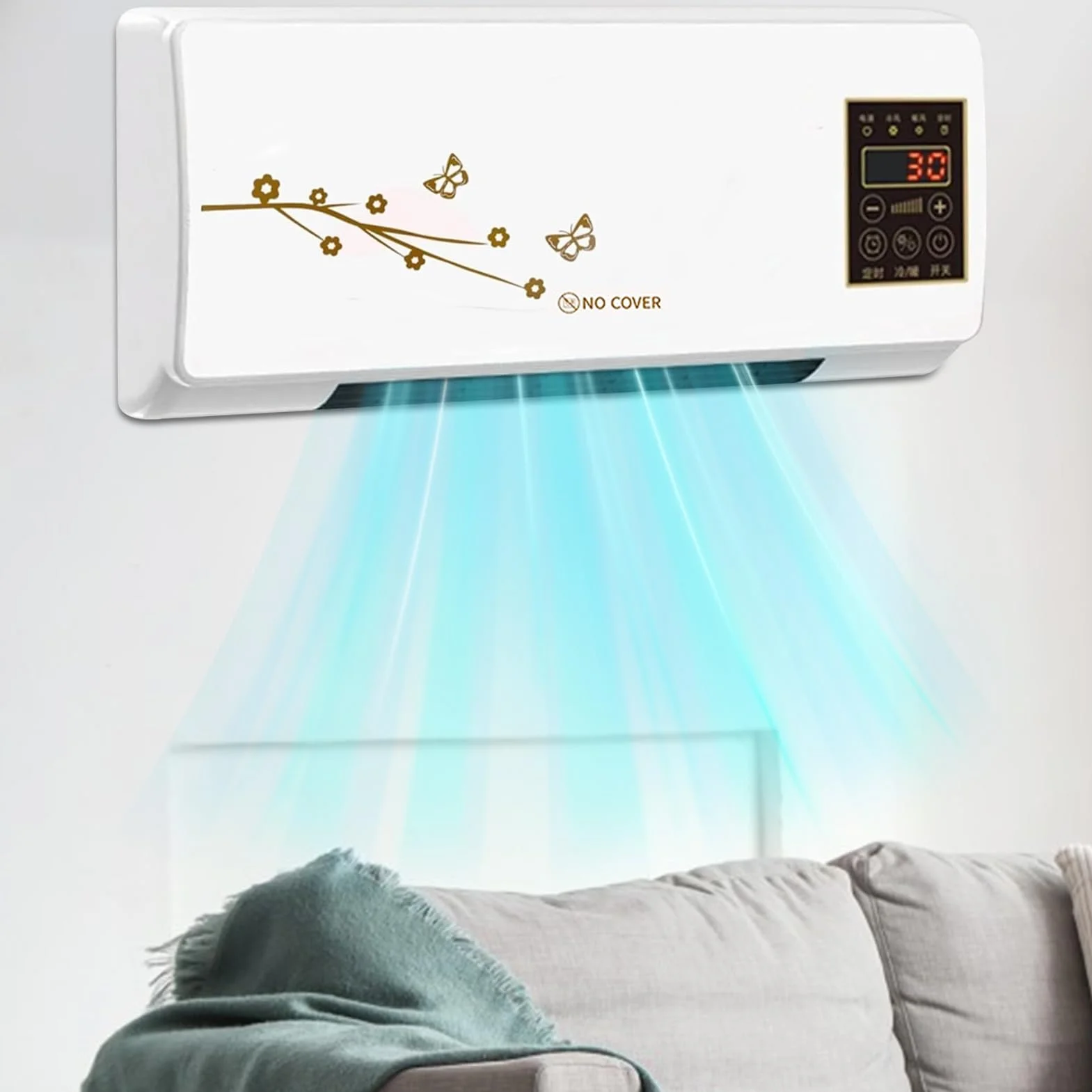 Aire Acondicionado de Pared - Aire Acondicionado Portátil,Con Función Frío y Calor, Silencioso y Temporizador 24H para Cocina, Coche, Hogar, Apartamento,