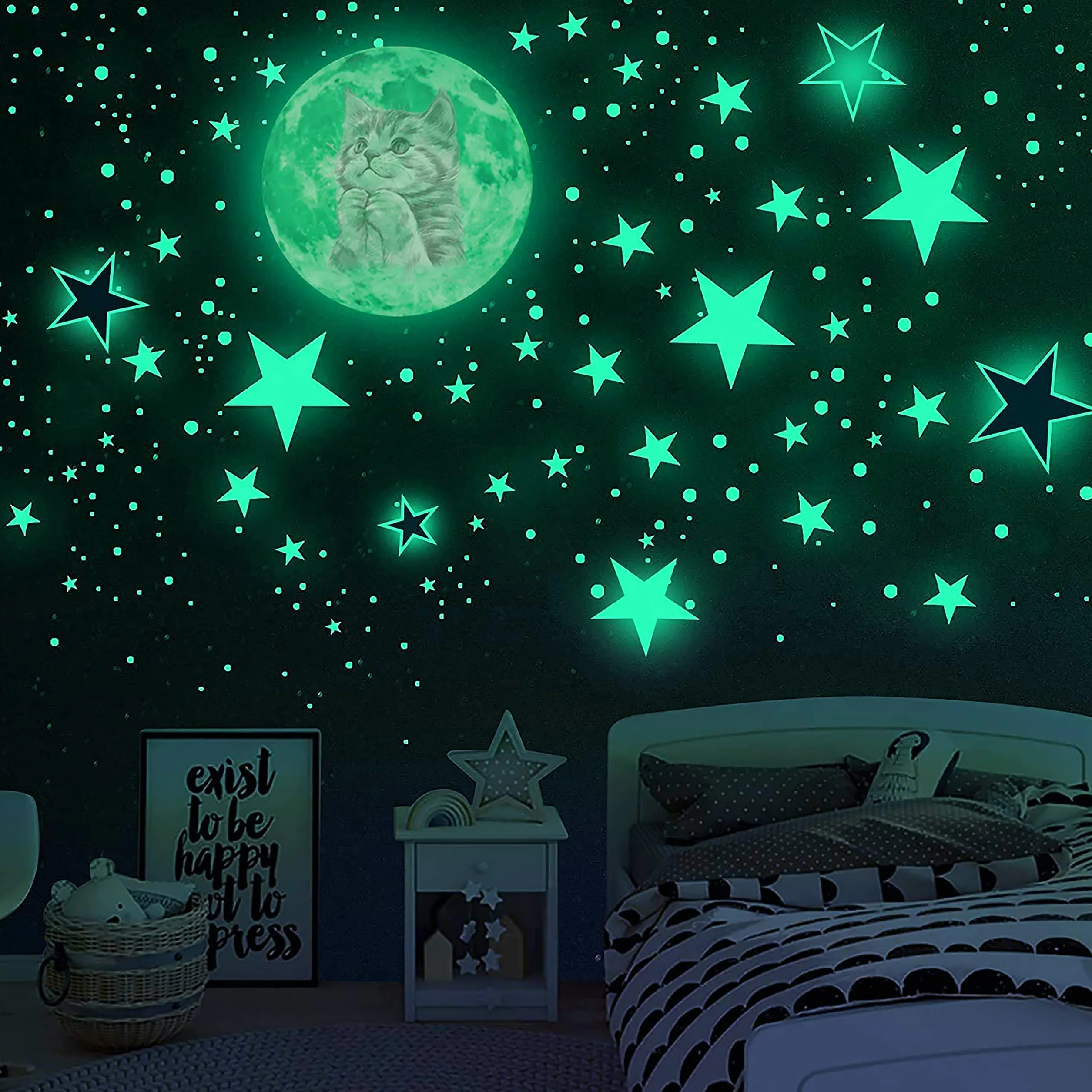 Estrellas Fluorescentes Para Techo 570 Pcs Pegatinas de Pared Luminosas Decoración Dormitorio Infantil