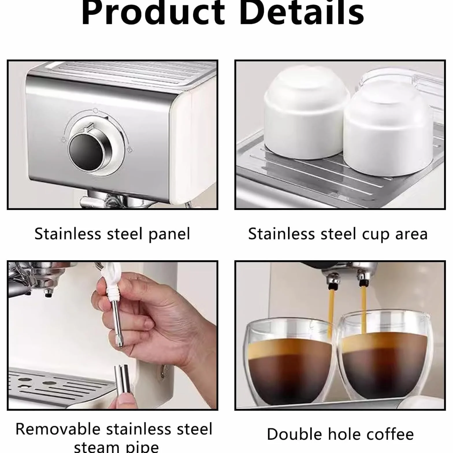 Máquina automática de espumado de agua hirviendo a vapor de 220 V, máquina de espresso con bomba de 20 bares, tanque de agua de 1,2 L y vaporizador de leche, para capuchino y café con leche