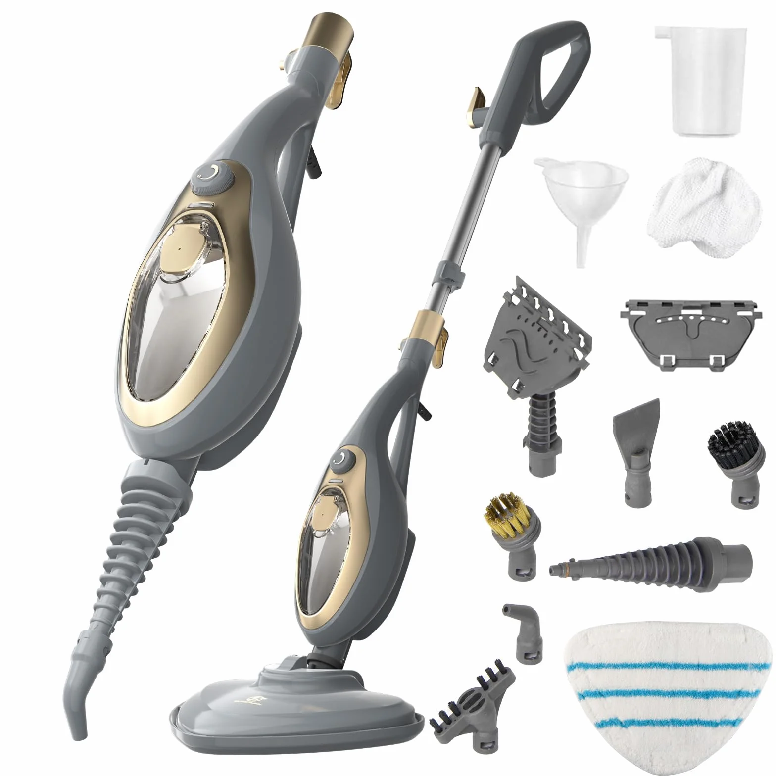 Limpiador de vapor 12 en 1, mopa de vapor, 1500 W, suelo multifuncional y limpiador a vapor de mano, con depósito de agua de 380 ml y calentamiento rápido de 25 segundos, incluye 12