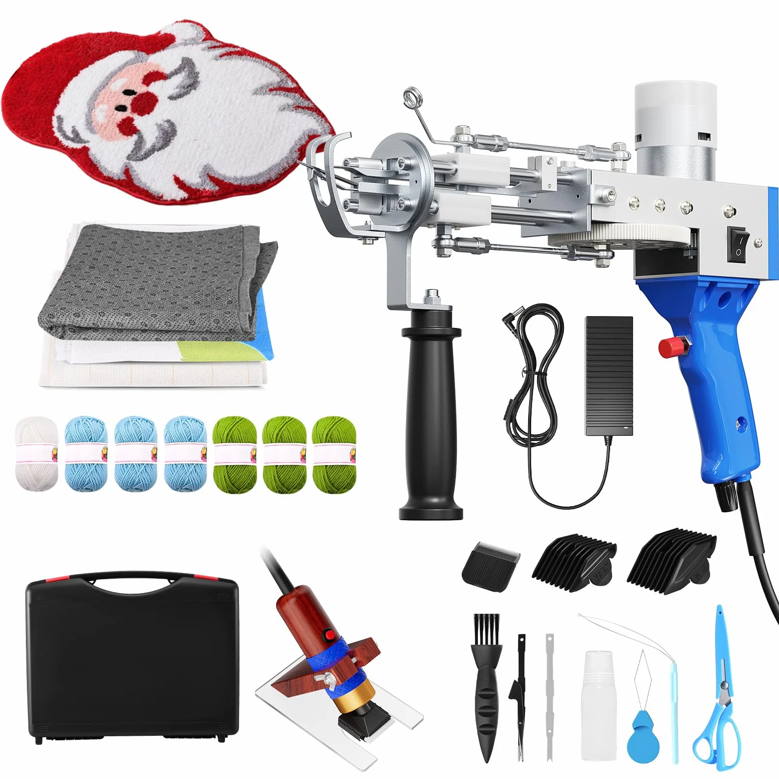 Rug Tufting Gun Set with Trimmer, Tufting Gun Kit 2 en 1,Cut & Loop Pile Pistola Tufting,Pistola Tufting Set Cut pile5-40 Puntadas/seg Ajustable,para Herramienta DIY para el hogar