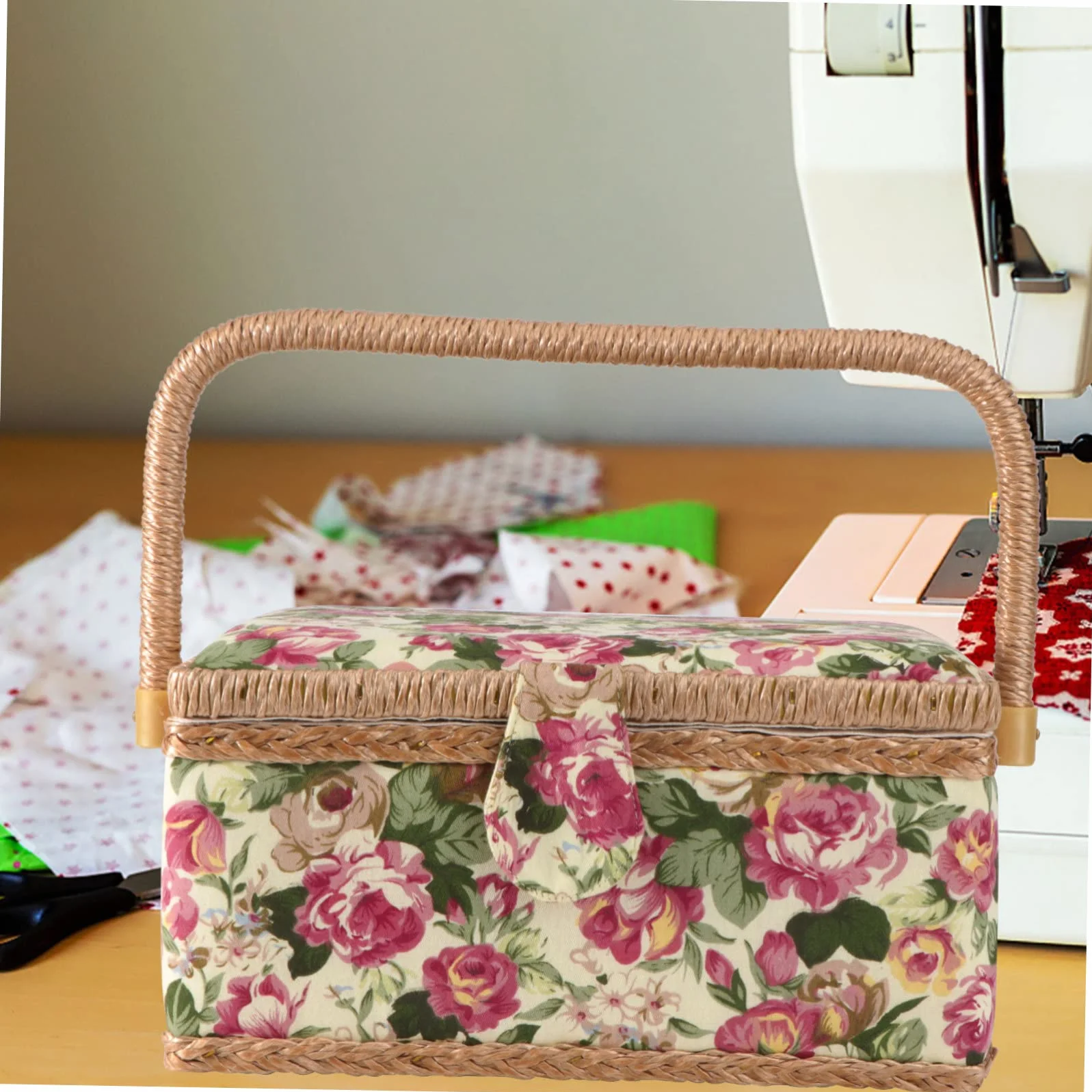 Caja de Costura de Tela Estilo Europeo Ligera para Hilos y Agujas | Almacenamiento Práctico para Manualidades y Confección, Tacto Cómodo, Ambiente Acogedor