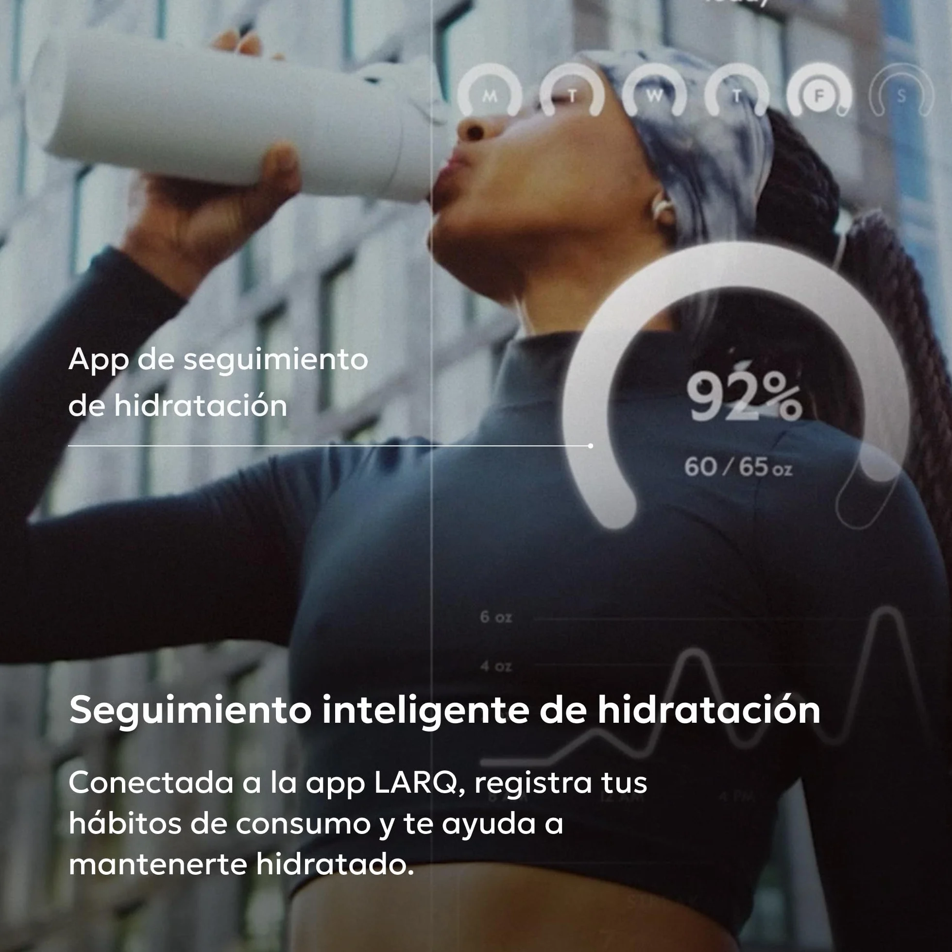 LARQ PureVis 2 Botella de Agua Inteligente con Filtro - Autolimpiable UV, Seguimiento de Hidratación vía App, Acero Inoxidable Aislado – Garantía 2 Años – 1 Litro