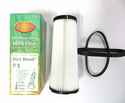 EnviroCare Filtros HEPA de repuesto premium para aspiradora hechos para adaptarse a Royal Dirt Devil tipo F1 verticales sin bolsa y 2 correas