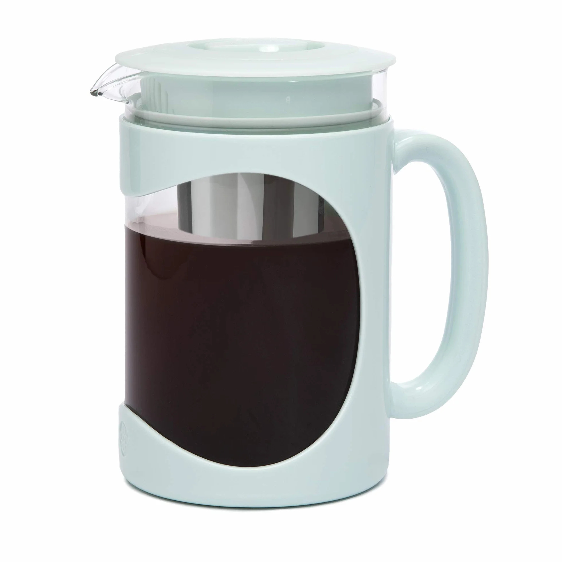 Primula Burke - Cafetera de vidrio de lujo con filtro de malla fina extraíble y mango de agarre cómodo, apta para lavavajillas, 1.6 cuartos de galón, aguamarina
