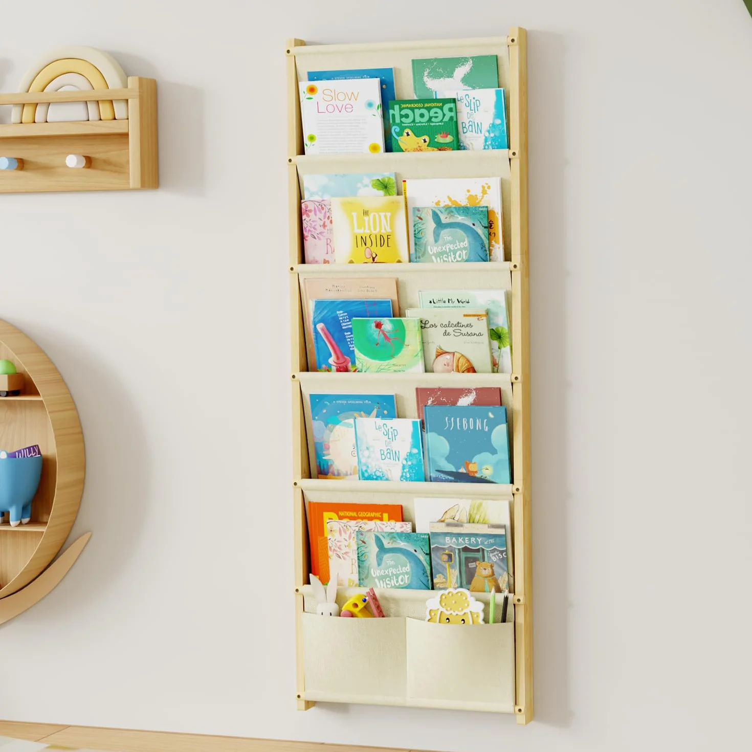 Estantería Infantil 6 Pisos Montessori Pared para Libros