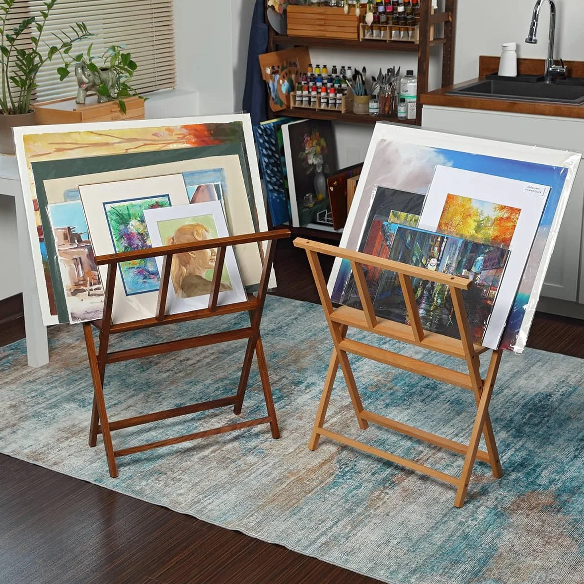 Creative Mark Estante plegable de madera grande para impresión – perfecto para exhibición de lienzo, arte, impresiones, paneles, carteles, galería de arte, estante de almacenamiento – [acabado de