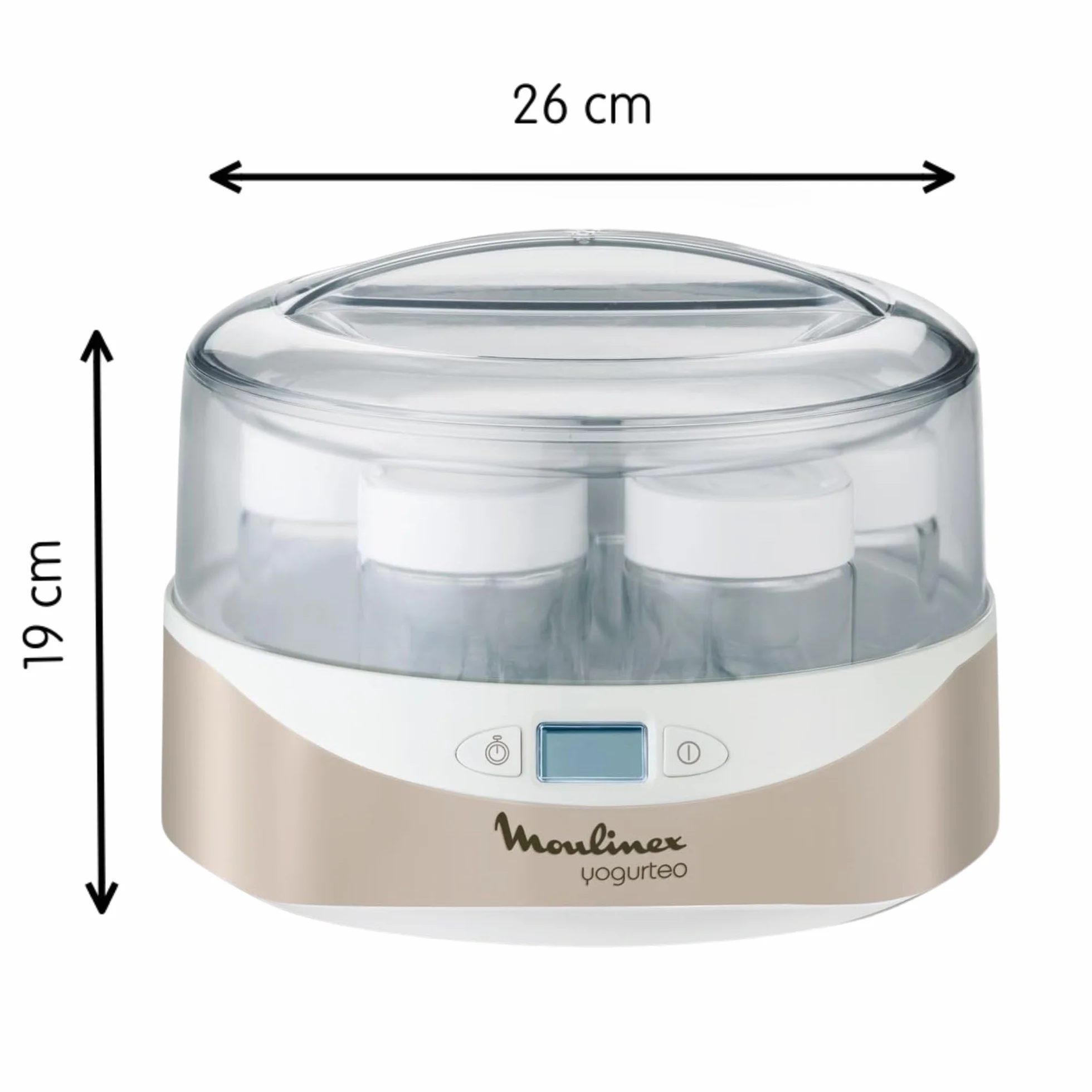 Moulinex Yogurteo - Yogurtera de 7 tarrinas de 160 ml, apta para el lavavajillas, con pantalla display de fácil uso, programable 15 horas, con recetario, función parada automática, YG231E32