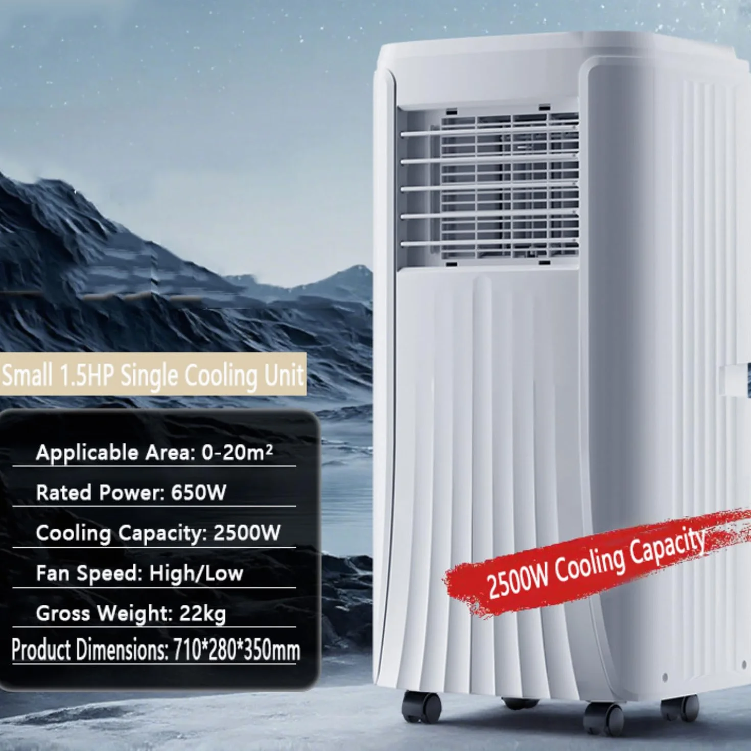 Aire acondicionado portátil, unidad de AC compacta con refrigeración, deshumidificador, ventilador, control remoto, enfriador oscilante para habitación, oficina o coche