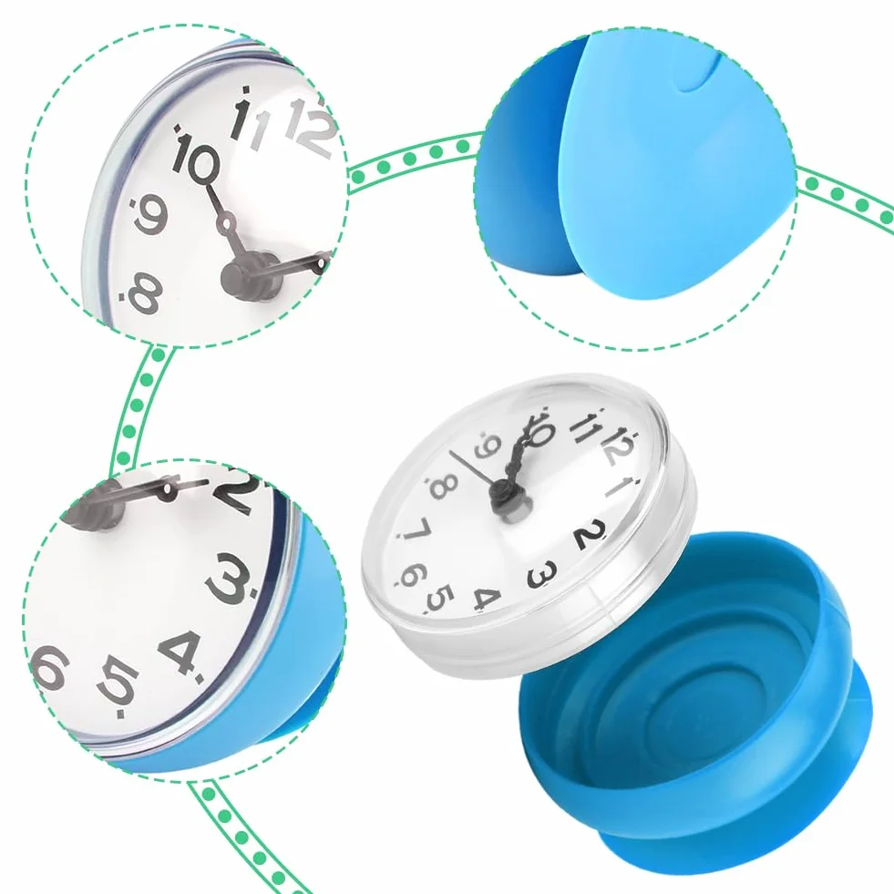 Joyzan Reloj de Ducha Baño Impermeable Ventosa ABS Pequeño Redondo Decoración Temporizador