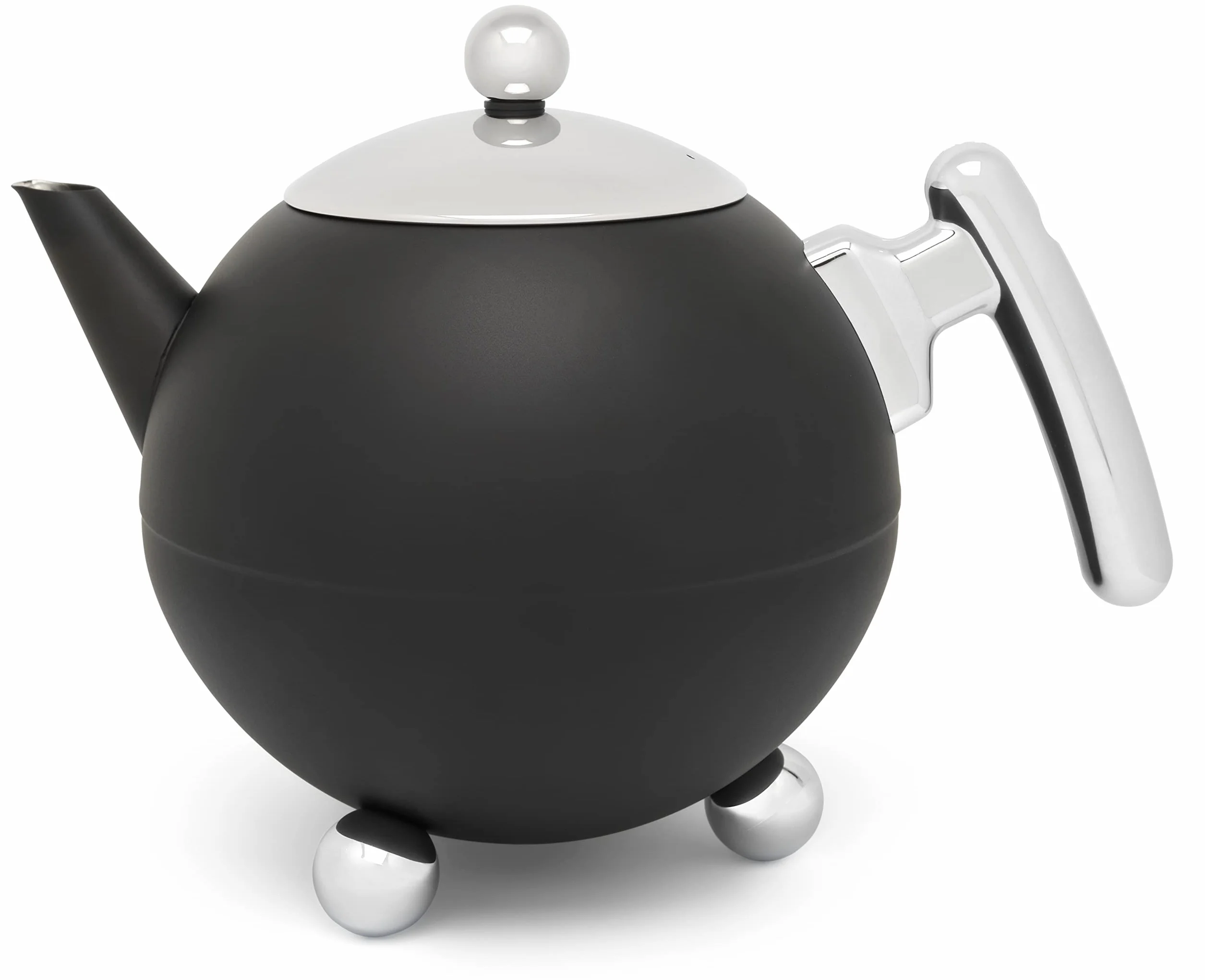 Bredemeijer Tetera Duet® Bella Ronde 1,2L, negro mate, accesorios de cromo