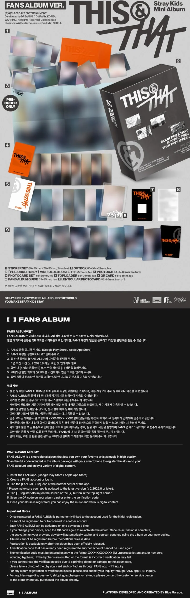 Juego de 3 versiones: 1 álbum estándar + 1 & + 1 fans) SKZ Stray Kids THIS & That 10th Mini Album TNT & T & T